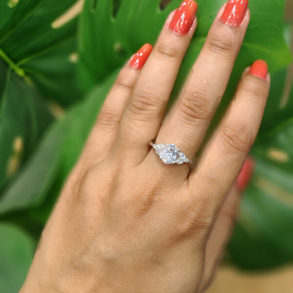 Pretty Oval CZ Silver Ring For Her