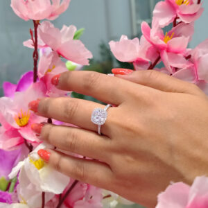 Statement Silver Ring With Halo Setting