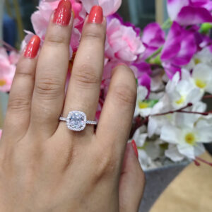 Statement Silver Ring With Halo Setting