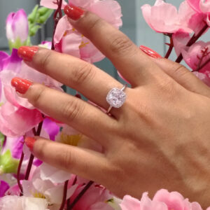 Timeless Cushion Halo Silver Ring