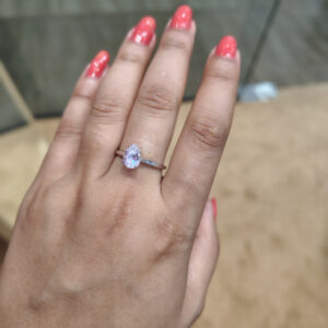 Rose Gold Finish With Oval Shape Solitaire Ring