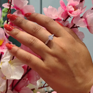 Elegant Round Solitaire Ring With Accents