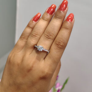 Classy CZ Ring For Her In Gold Finish Silver Design