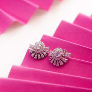 Elegant Sunburst Halo Diamond Earrings