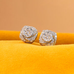 Sparkling CZ Cluster Studs in Windmill Design Silver