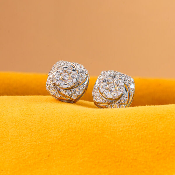 Sparkling CZ Cluster Studs in Windmill Design Silver