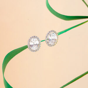 925 Silver Round Halo CZ Stud Earrings for Women