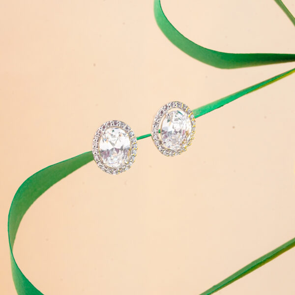 925 Silver Round Halo CZ Stud Earrings for Women
