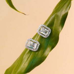 Elegant Emerald Cut Diamond Stud Earrings