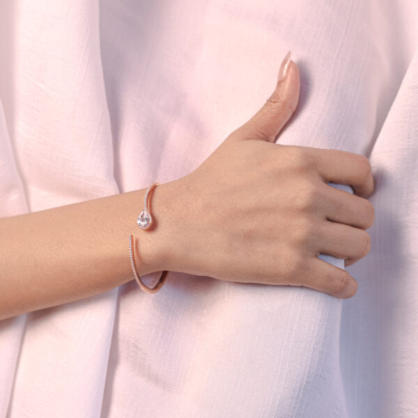 Elegant Silver Open Bangle Bracelet with Solitaire Stone