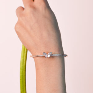 Silver Bracelet with Four-Leaf Clover Charm