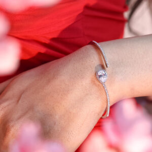 Elegant CZ Open Bangle Bracelet for Women