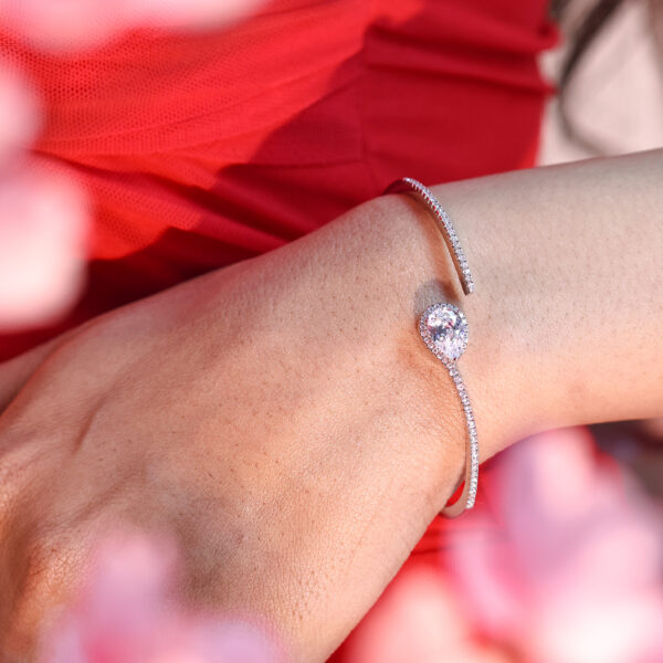 Elegant CZ Open Bangle Bracelet for Women
