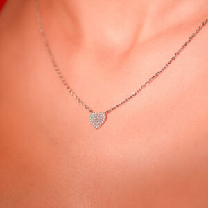 Romantic Silver Necklace with Diamond-Style Heart Pendant