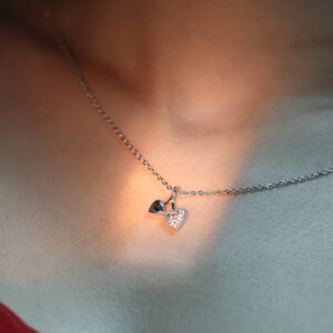 Sterling Silver Twin Heart light Necklace
