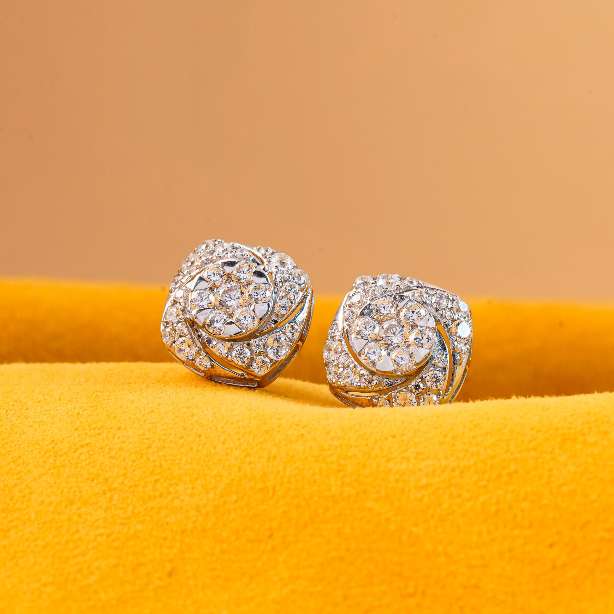 Sparkling CZ Cluster Studs in Windmill Design Silver Sparkling CZ Cluster Studs in Windmill Design Silver