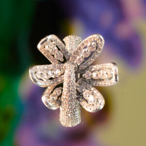 Sparkling Flower-Shaped Diamond Party Ring
