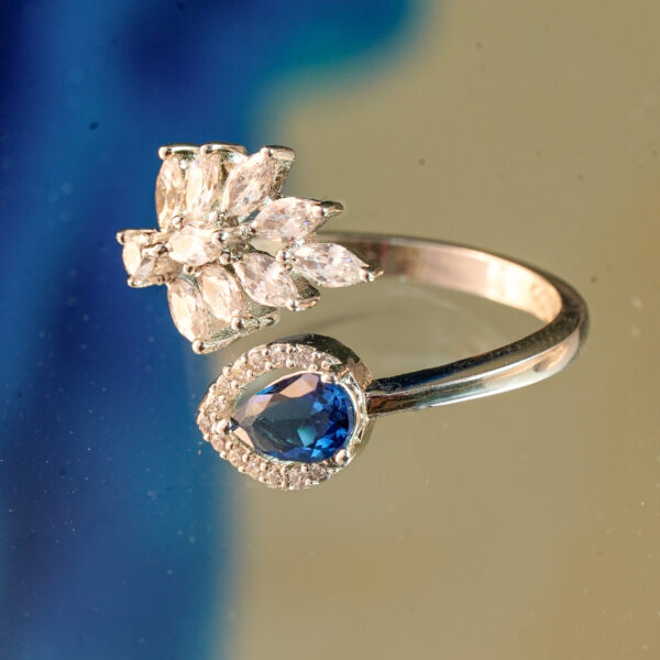 Floral Leaf & Sapphire Statement Ring