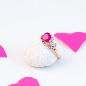 Sterling Silver Red Heart CZ Ring for Women